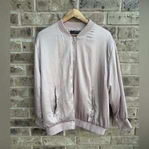 Zara Basic Light Pink Bomber Jacket size large